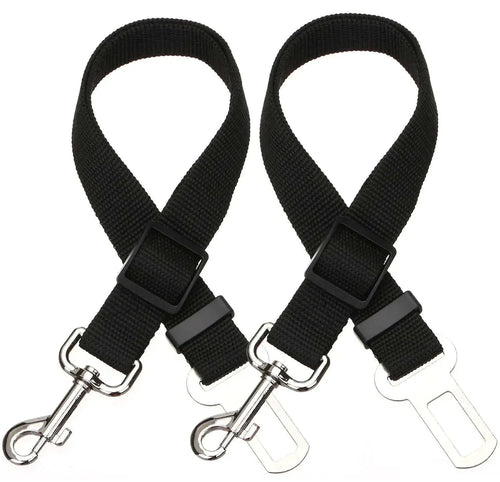 2 packs adjustable length pet car seat belts for dogs and cats black nylon with zinc alloy hooks