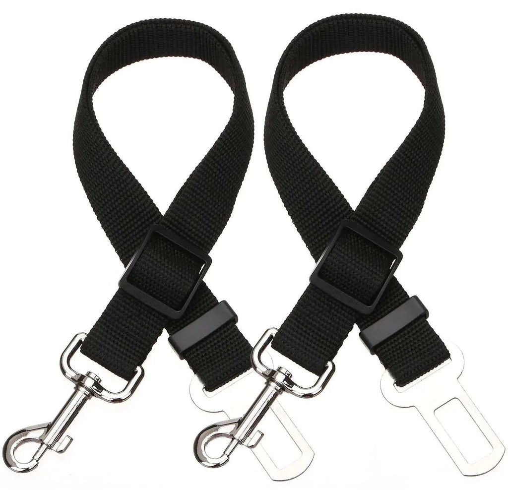 2 Packs Adjustable Length Pet Dog Cat car seat Belt Pet seat Belt Pet Accessories for Dogs Cats and Pets (Black)