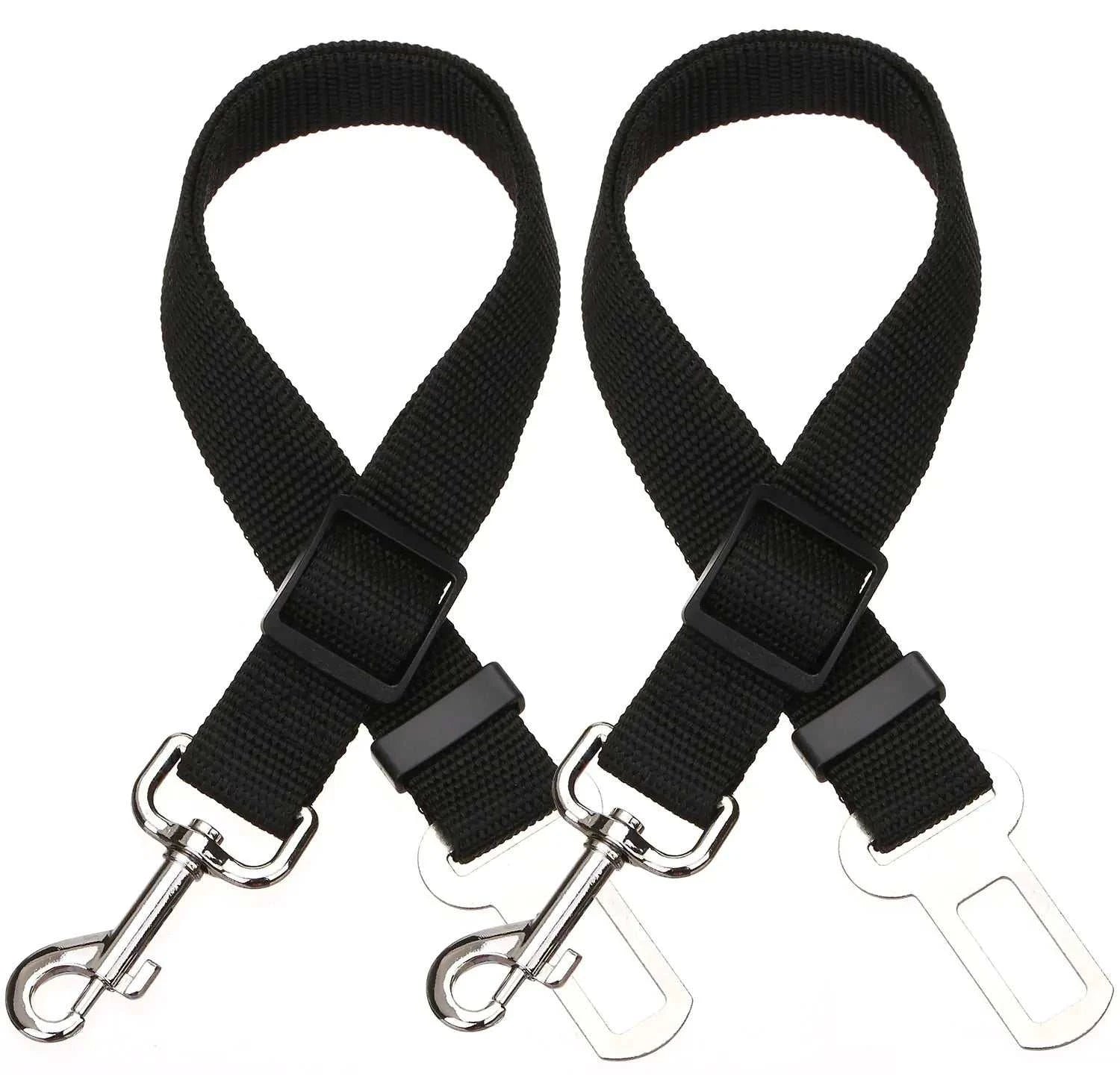 2 Packs Adjustable Length Pet Dog Cat car seat Belt Pet seat Belt Pet Accessories for Dogs Cats and Pets (Black)