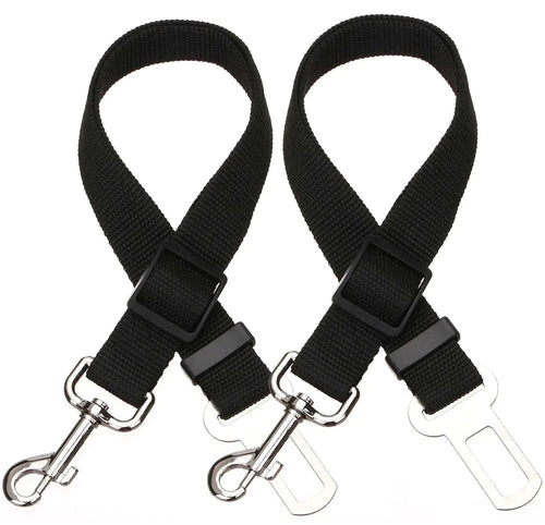2 Packs Adjustable Length Pet Dog Cat car seat Belt Pet seat Belt Pet Accessories for Dogs Cats and Pets (Black)