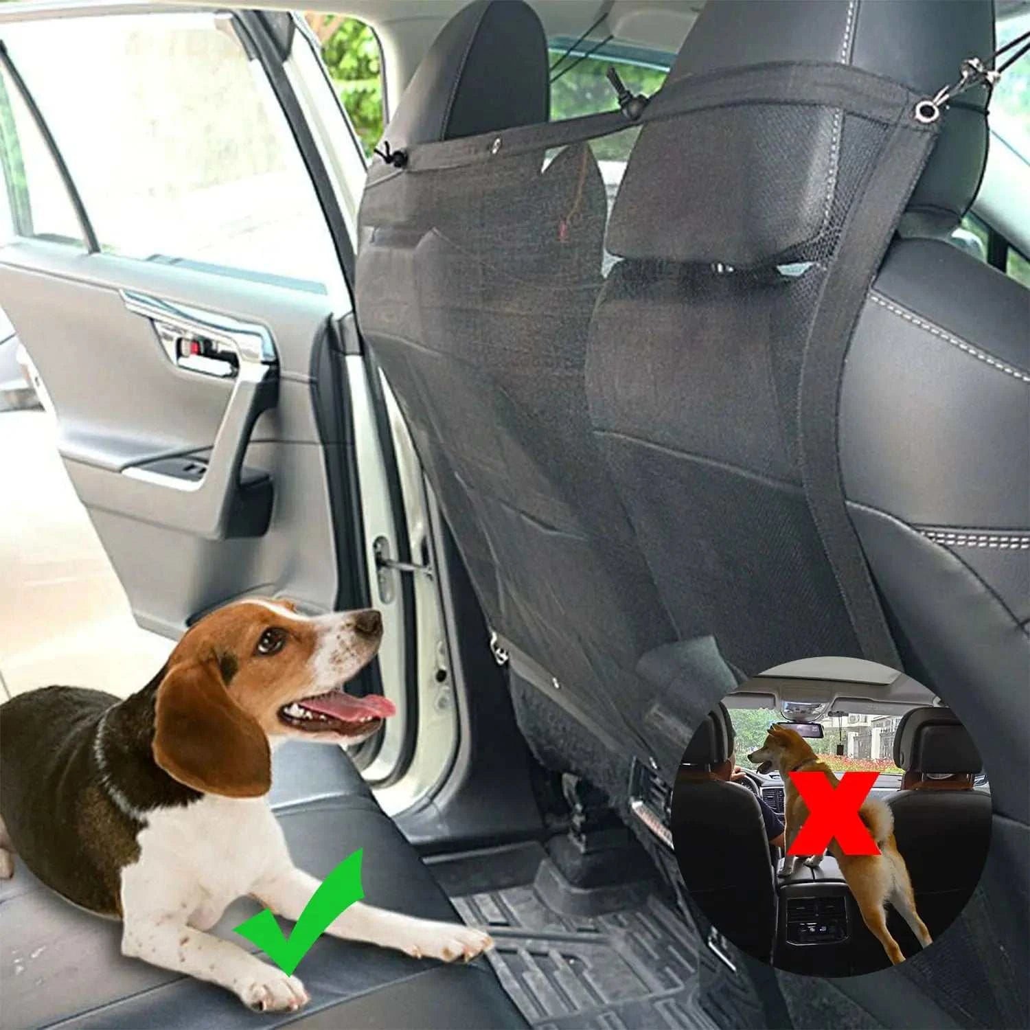 Car net dog barrier for vehicle safety