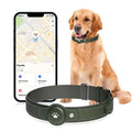 Green 2-in-1 GPS tracker dog collar with real-time location, no monthly fee, and waterproof design