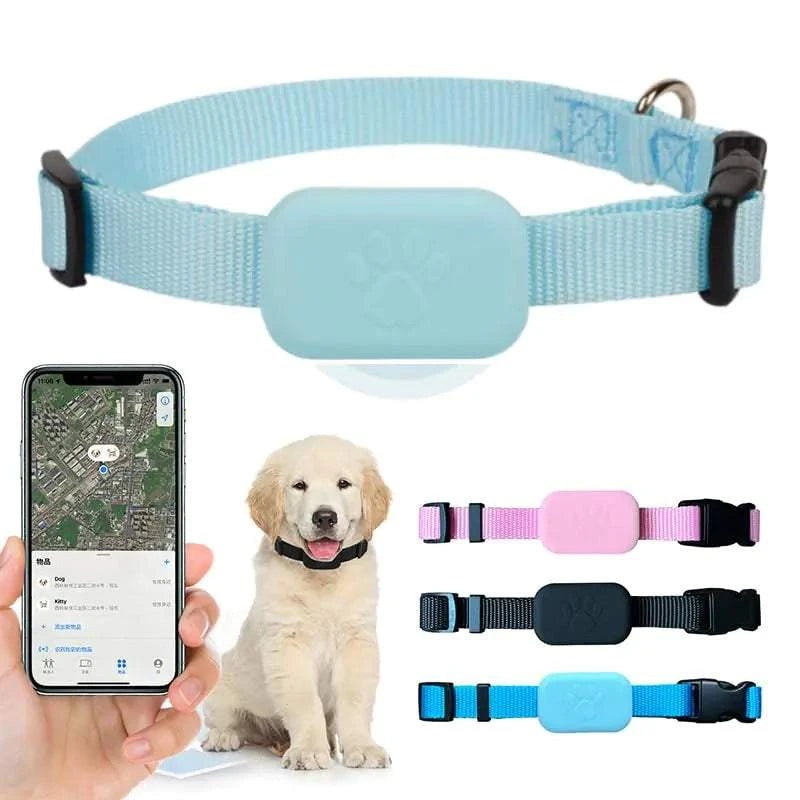 PawsPath Pet GPS Tracker blue waterproof collar for cats and dogs with unlimited range and real-time location tracking