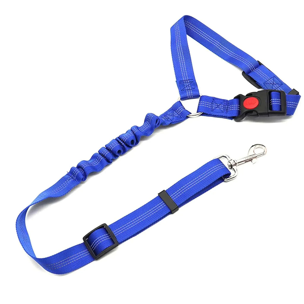 Comfortable and durable dog and cat vehicle seatbelt and harness with adjustable straps, reflective strip, and stretchable nylon design for pet safety in cars