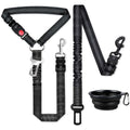 Dog Seat Belt for car 3 Piece Set Retractable Dog Car Harness 2 Pack Adjustable Seatbelt for Dog in car Nylon Pet Safety Seat Belts Tether Heavy Duty and Reflective Dog car Leash Black