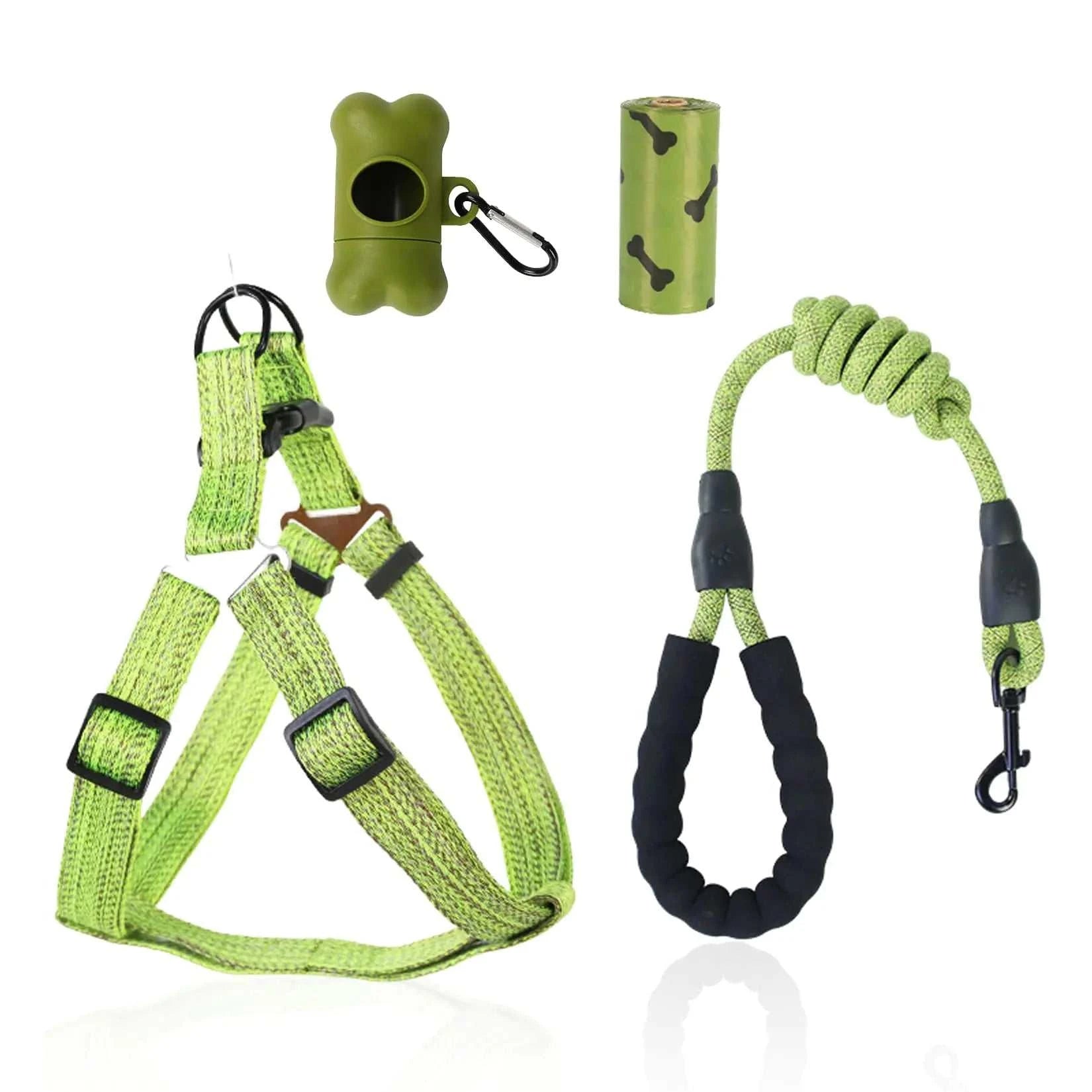 Febcraft Dog Harness for Small Dogs Set Escape Proof with Pet Toilet Set- Dog Harness Small Sized Dog for Escape Proof and Safe Outdoor Walking - Adjustable (GreenS)