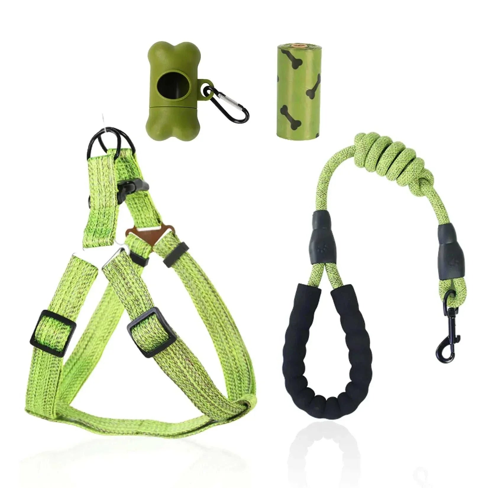 Febcraft dog harness for small dogs in green, escape-proof and adjustable with leash set for safe outdoor walks