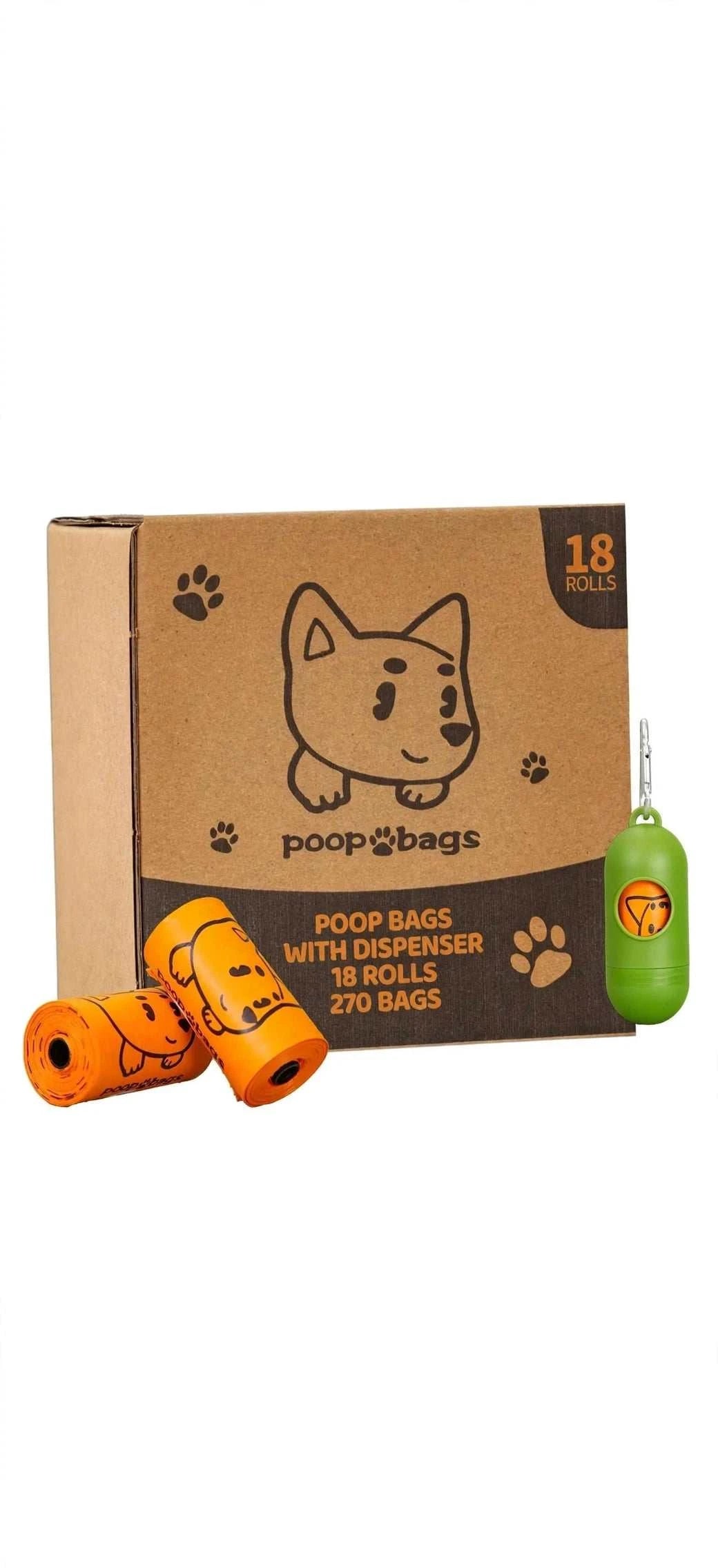 270 count extra thick dog poop bags with dispenser and easy tear perforation for pet waste disposal