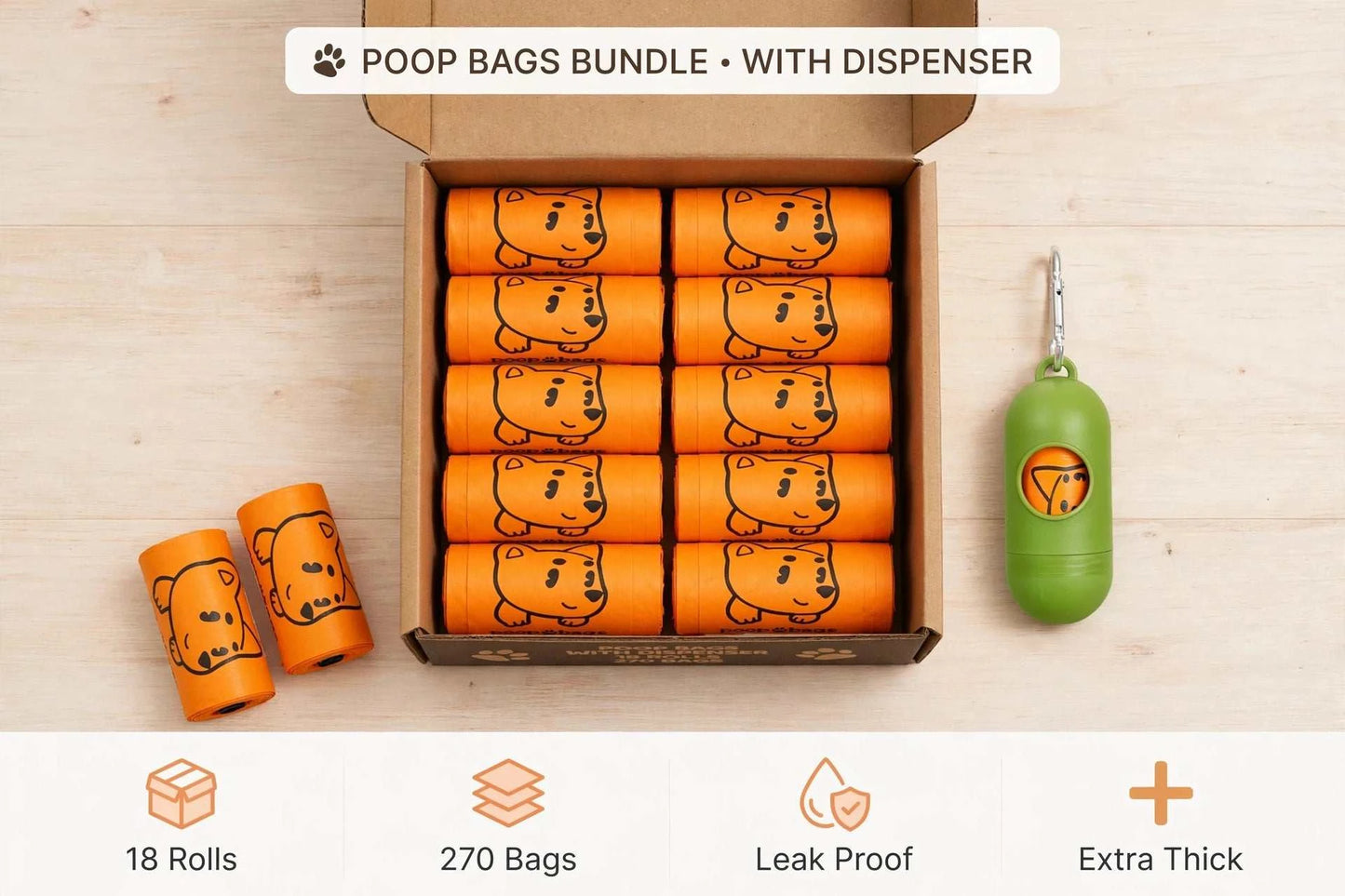 Dog Poop Bags with Dispenser (270 Count)